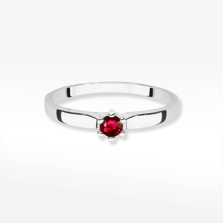 Pierścionek z białego złota z rubinem - próba 585 0,15CT PV-237CR