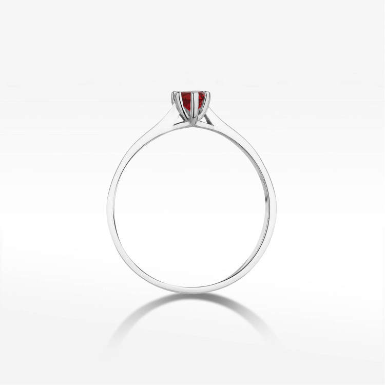 Pierścionek z białego złota z rubinem - próba 585 0,15CT PV-237CR
