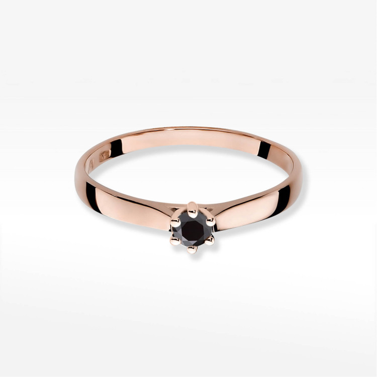 Pierścionek W0222 Czarny Diament 0,12ct różowe złoto