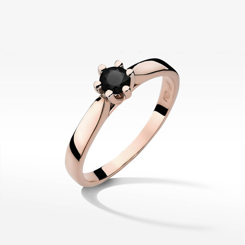 Pierścionek W0222B Czarny Diament 0,30ct różowe złoto