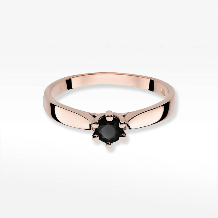 Pierścionek W0222B Czarny Diament 0,30ct różowe złoto
