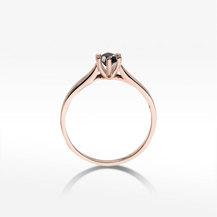 Pierścionek W0222B Czarny Diament 0,30ct różowe złoto