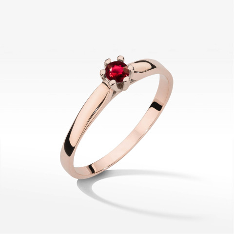 Pierścionek z różowego złota z rubinem - próba 585 0,15CT PV-237AR
