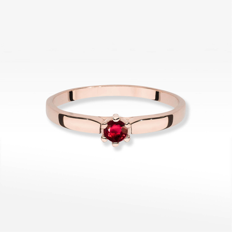 Pierścionek z różowego złota z rubinem - próba 585 0,15CT PV-237AR