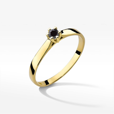 Pierścionek W0222 Czarny Diament 0,12ct żółte złoto