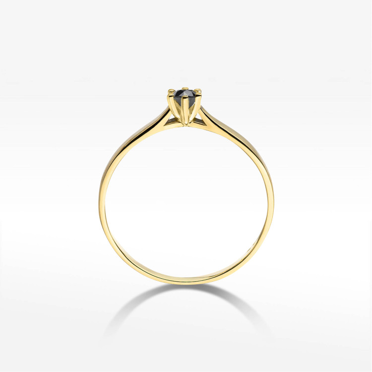 Pierścionek W0222 Czarny Diament 0,12ct żółte złoto