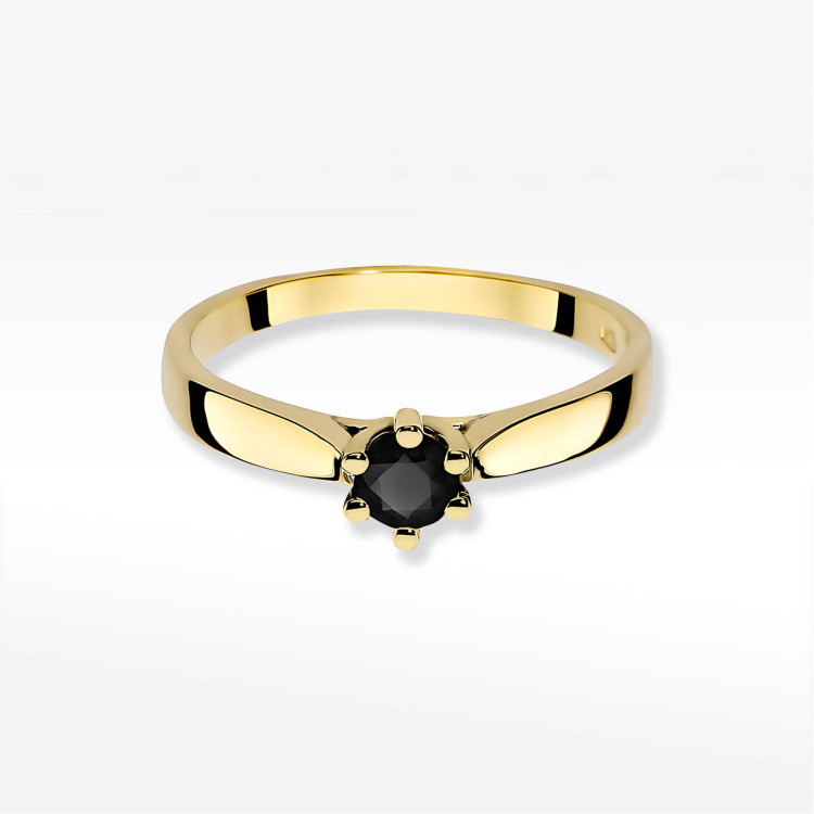 Pierścionek W0222B Czarny Diament 0,30ct żółte złoto