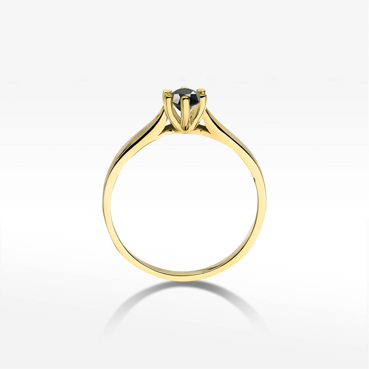 Pierścionek W0222B Czarny Diament 0,30ct żółte złoto