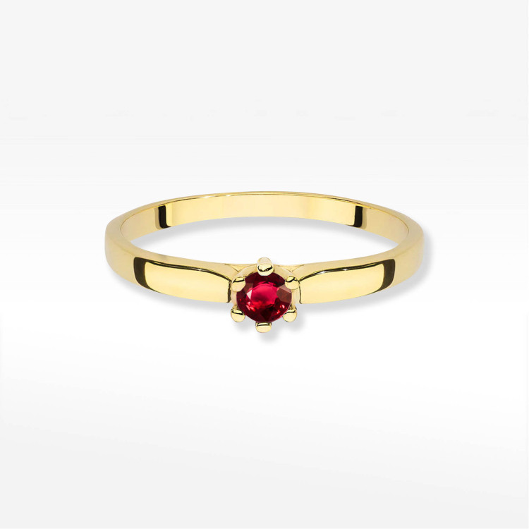 Pierścionek z żółtego złota z rubinem - próba 585 0,15CT PV-237BR