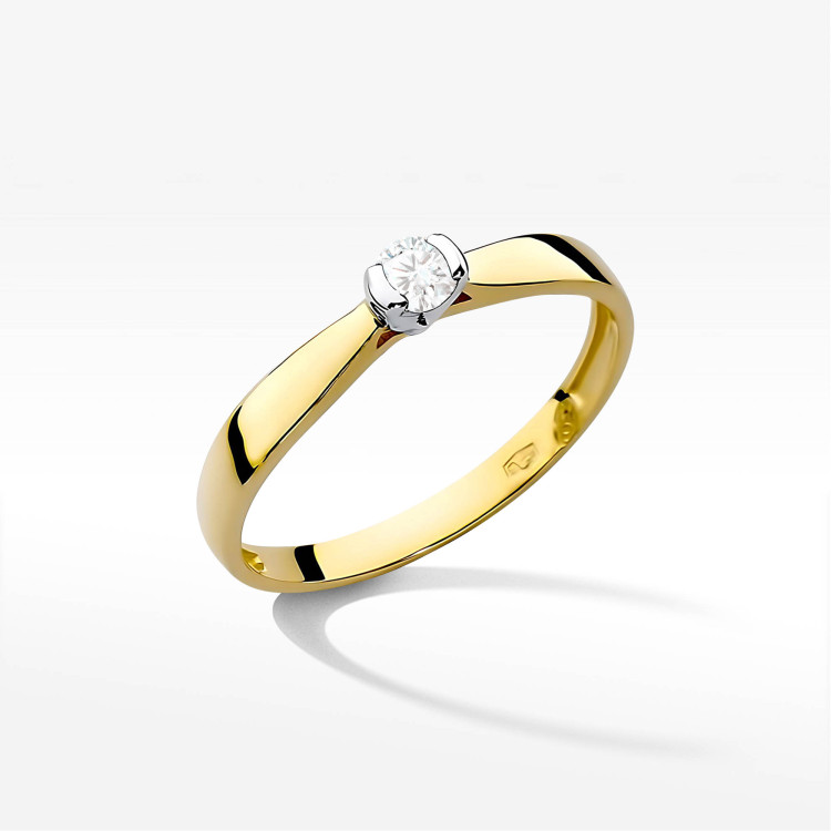 Pierścionek W0223 Diament 0,08ct żółte złoto