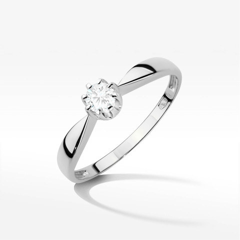 Pierścionek z białego złota z diamentem laboratoryjnym - próba 585 0,15CT PV-061bLAB