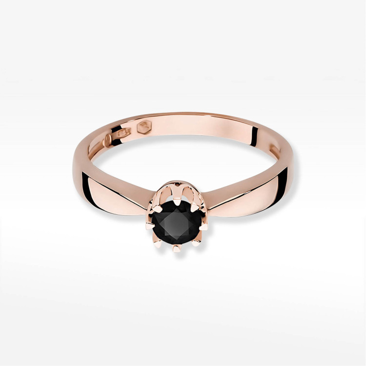 Pierścionek W0228 Czarny Diament 0,30ct różowe złoto