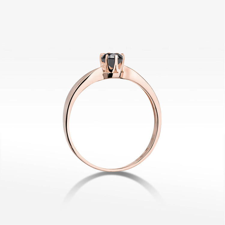 Pierścionek W0228 Czarny Diament 0,30ct różowe złoto