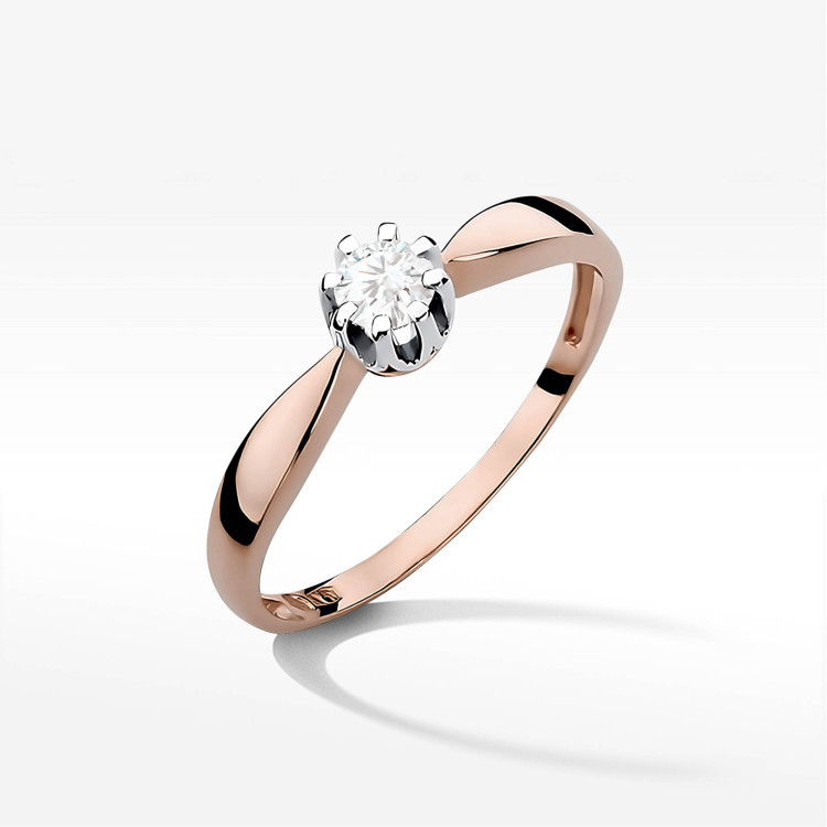 Pierścionek W0228 Diament 0,20ct różowe złoto