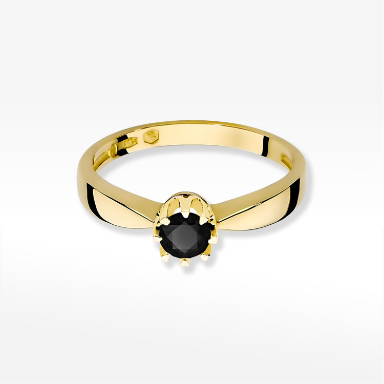 Pierścionek W0228 Czarny Diament 0,30ct żółte złoto