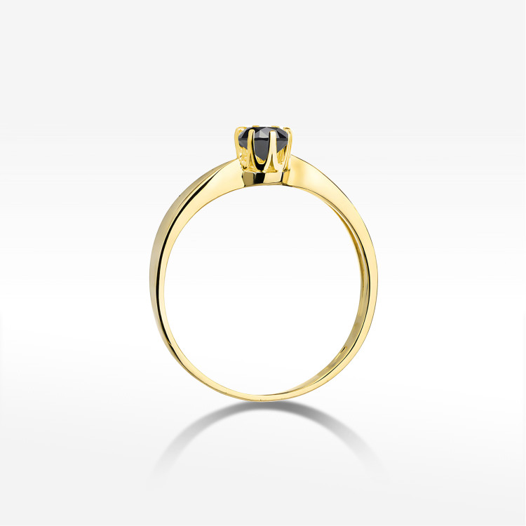Pierścionek W0228 Czarny Diament 0,30ct żółte złoto