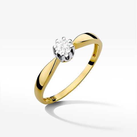 Pierścionek W0228 Diament 0,20ct żółte złoto