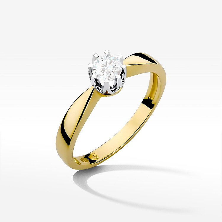 Pierścionek W0228 Diament 0,25ct żółte złoto
