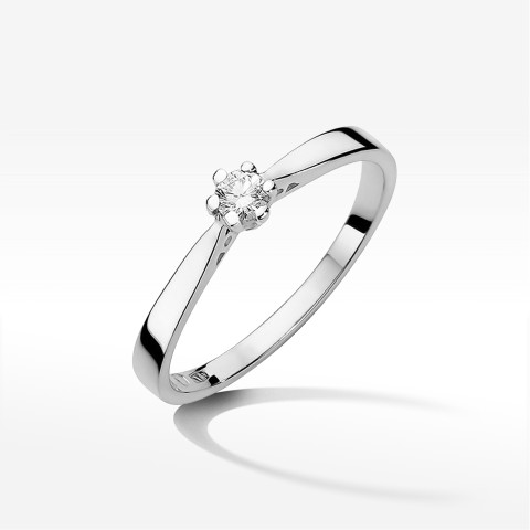Pierścionek z białego złota z diamentem - próba 585 0,08CT PV-192A