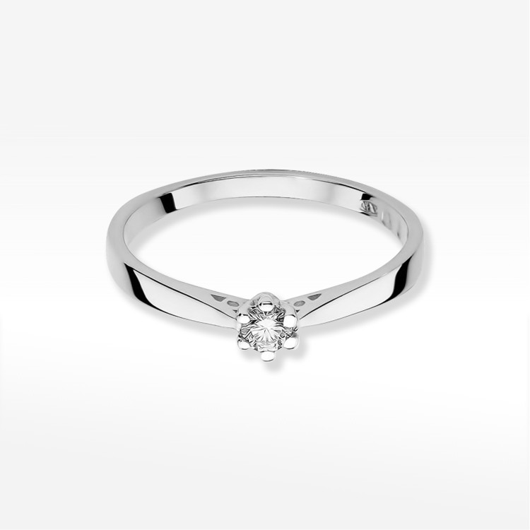 Pierścionek z białego złota z diamentem - próba 585 0,08CT PV-192A