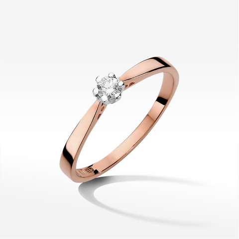Pierścionek z różowego złota z diamentem - próba 585 0,08CT PV-192B