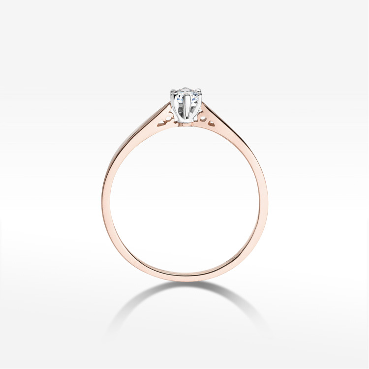 Pierścionek z różowego złota z diamentem - próba 585 0,08CT PV-192B