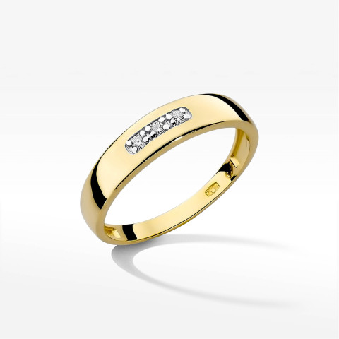 Pierścionek z żółtego złota z diamentami - próba 585 0,04CT PV-189A