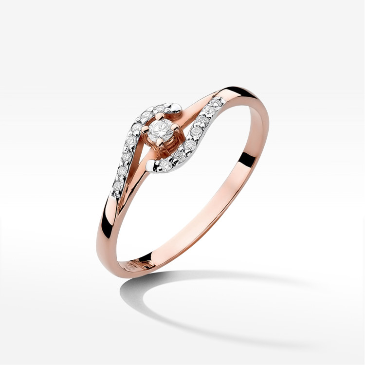 Pierścionek W0237 Diament 0,04ct różowe złoto