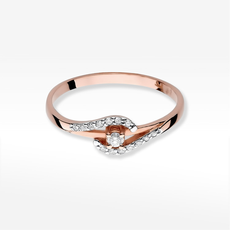 Pierścionek W0237 Diament 0,04ct różowe złoto