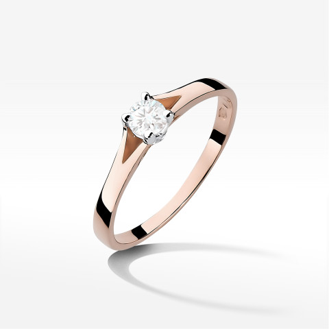 Pierścionek z różowego złota z diamentem - próba 585 0,20CT PV-094C