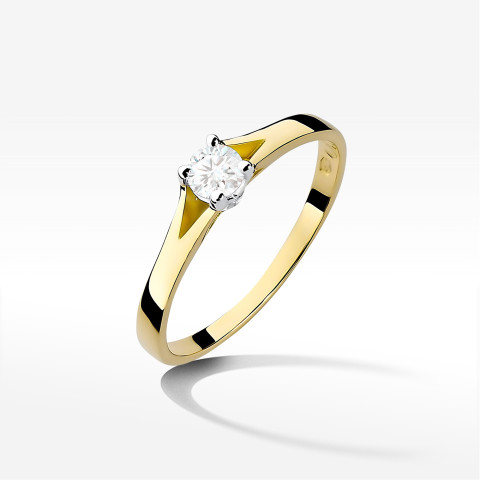 Pierścionek z żółtego złota z diamentem - próba 585 0,20CT PV-094A