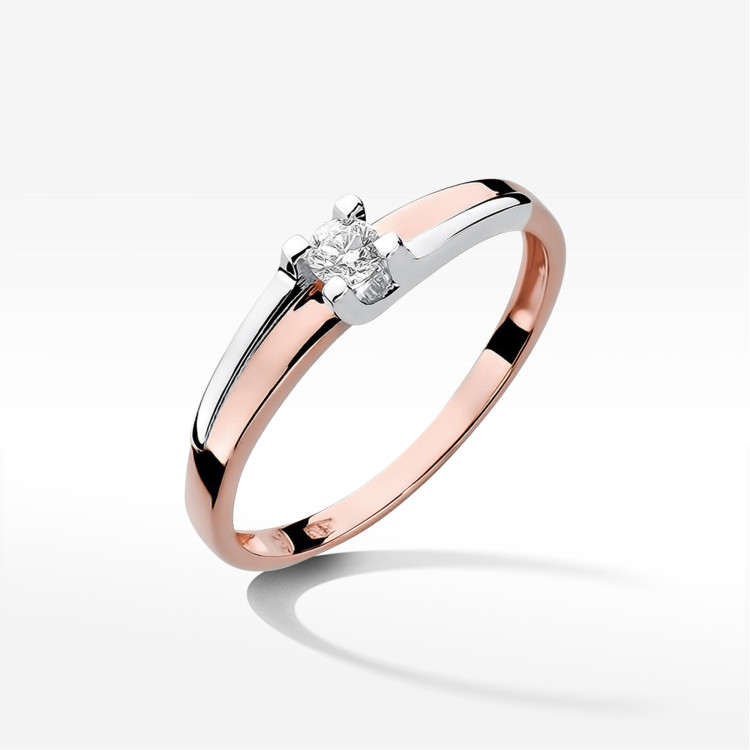 Pierścionek W0246 Diament 0,12ct różowe złoto