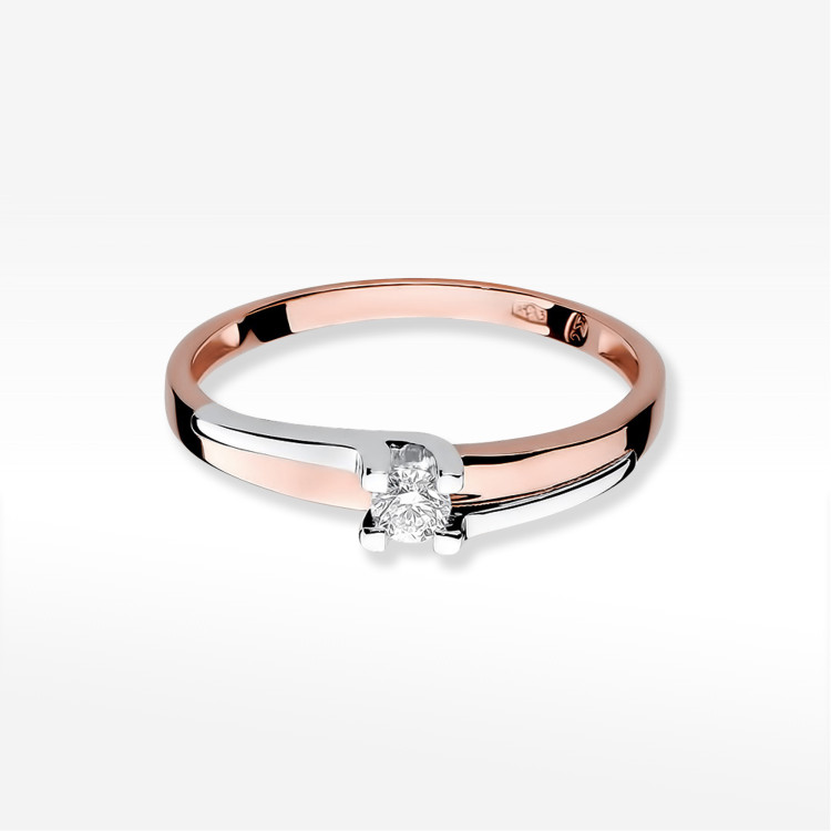 Pierścionek W0246 Diament 0,12ct różowe złoto