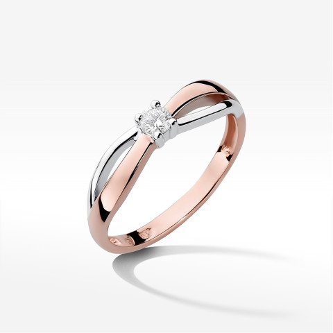 Pierścionek W0248 Diament 0,10ct różowe złoto
