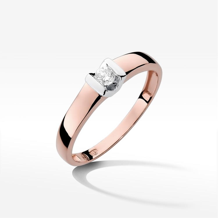 Pierścionek W0249 Diament 0,10ct różowe złoto