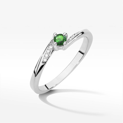 Pierścionek W0262 Szmaragd 0,15ct białe złoto