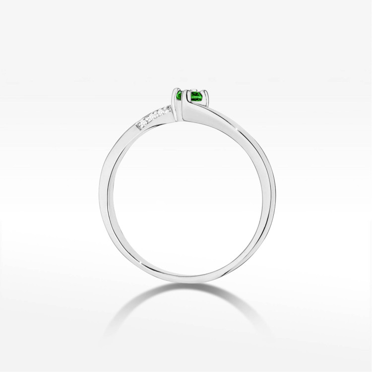 Pierścionek W0262 Szmaragd 0,15ct białe złoto