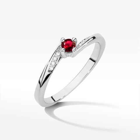 Pierścionek W0262 Rubin 0,15ct białe złoto