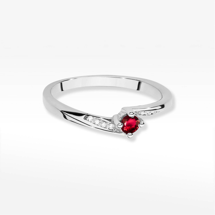 Pierścionek W0262 Rubin 0,15ct białe złoto