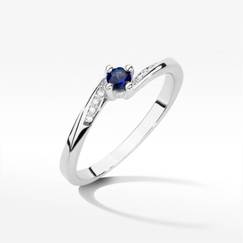 Pierścionek W0262 Szafir 0,15ct białe złoto