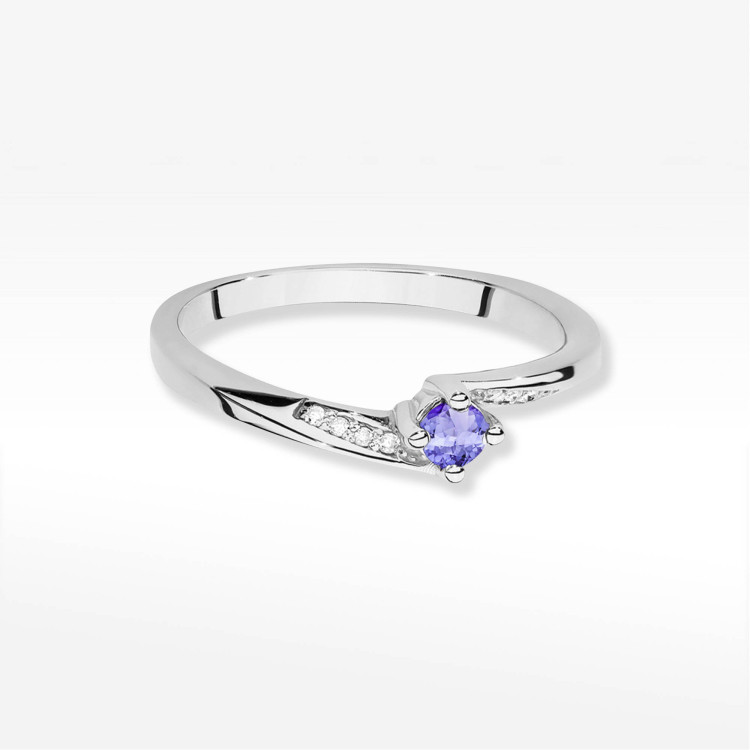 Pierścionek W0262 Tanzanit 0,15ct białe złoto