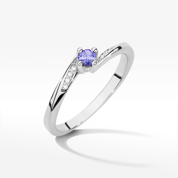 Pierścionek W0262 Tanzanit 0,15ct białe złoto