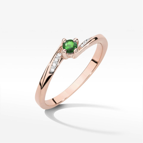 Pierścionek W0262 Szmaragd 0,15ct różowe złoto
