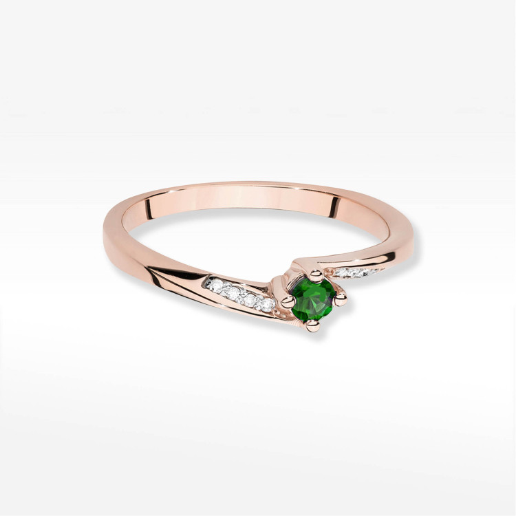 Pierścionek W0262 Szmaragd 0,15ct różowe złoto