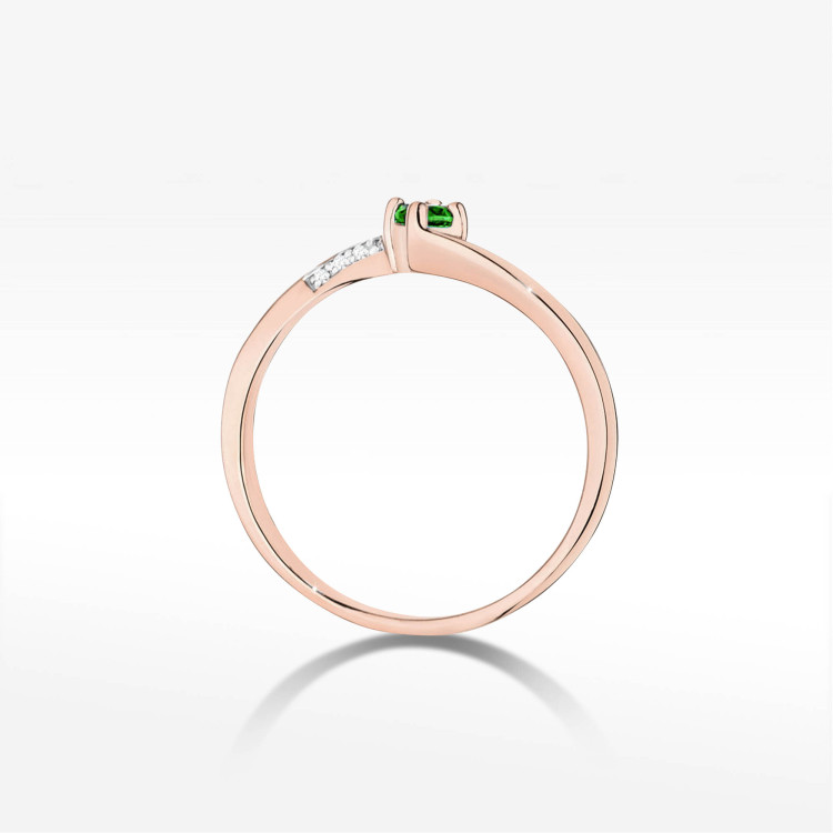 Pierścionek W0262 Szmaragd 0,15ct różowe złoto