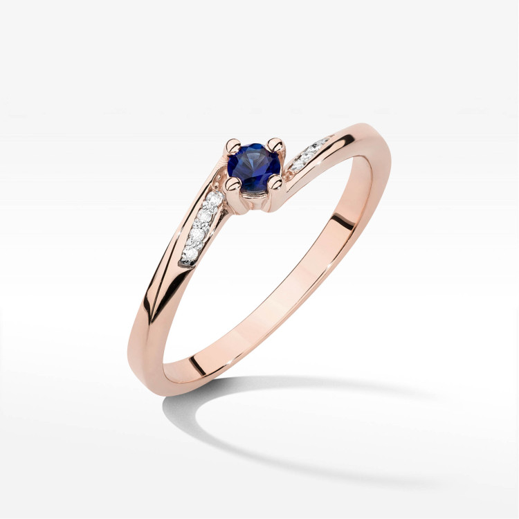 Pierścionek W0262 Szafir 0,15ct różowe złoto