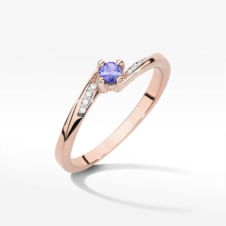 Pierścionek W0262 Tanzanit 0,15ct różowe złoto