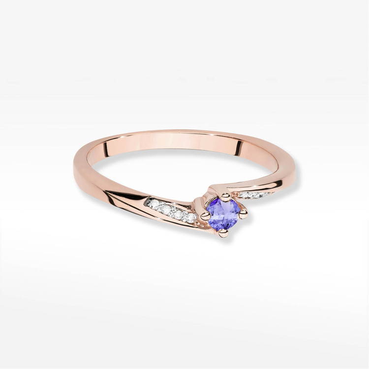 Pierścionek W0262 Tanzanit 0,15ct różowe złoto