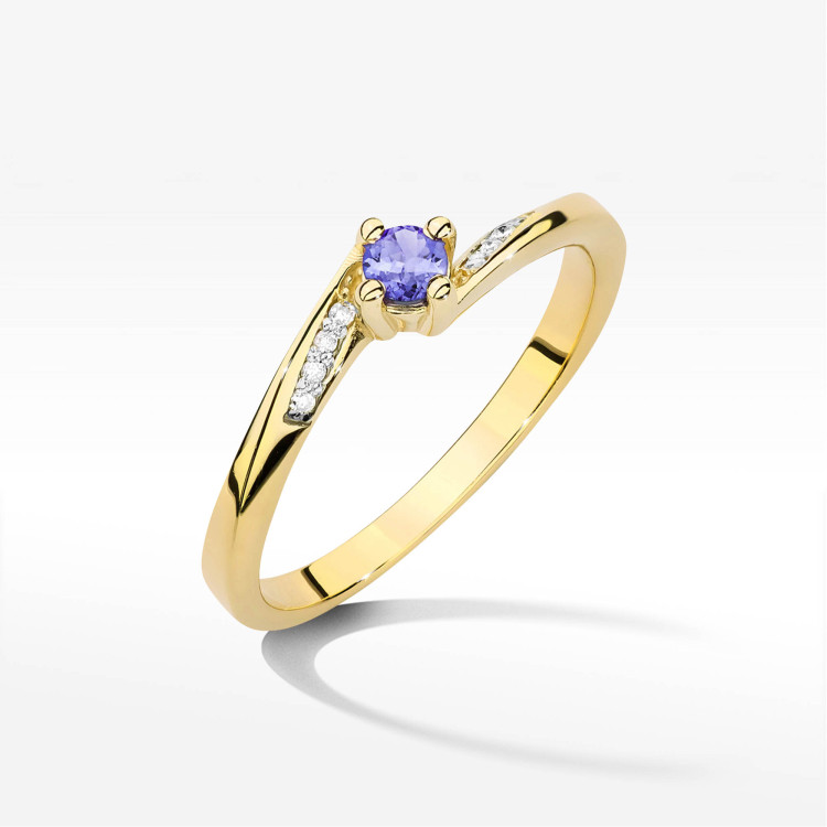 Pierścionek W0262 Tanzanit 0,15ct żółte złoto