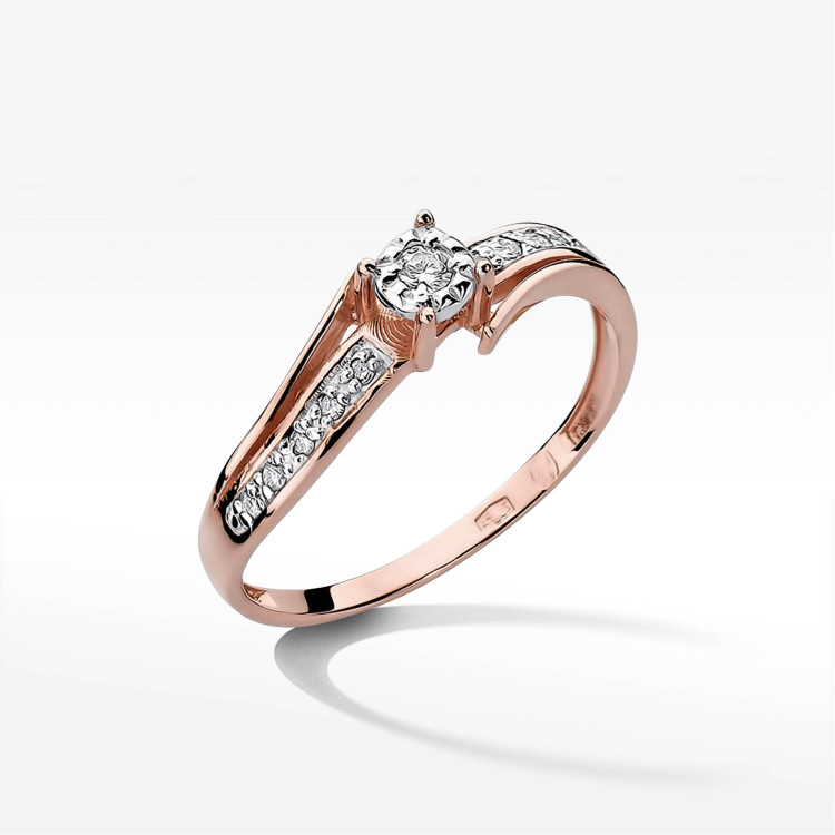 Pierścionek W0269 Diament 0,05ct różowe złoto